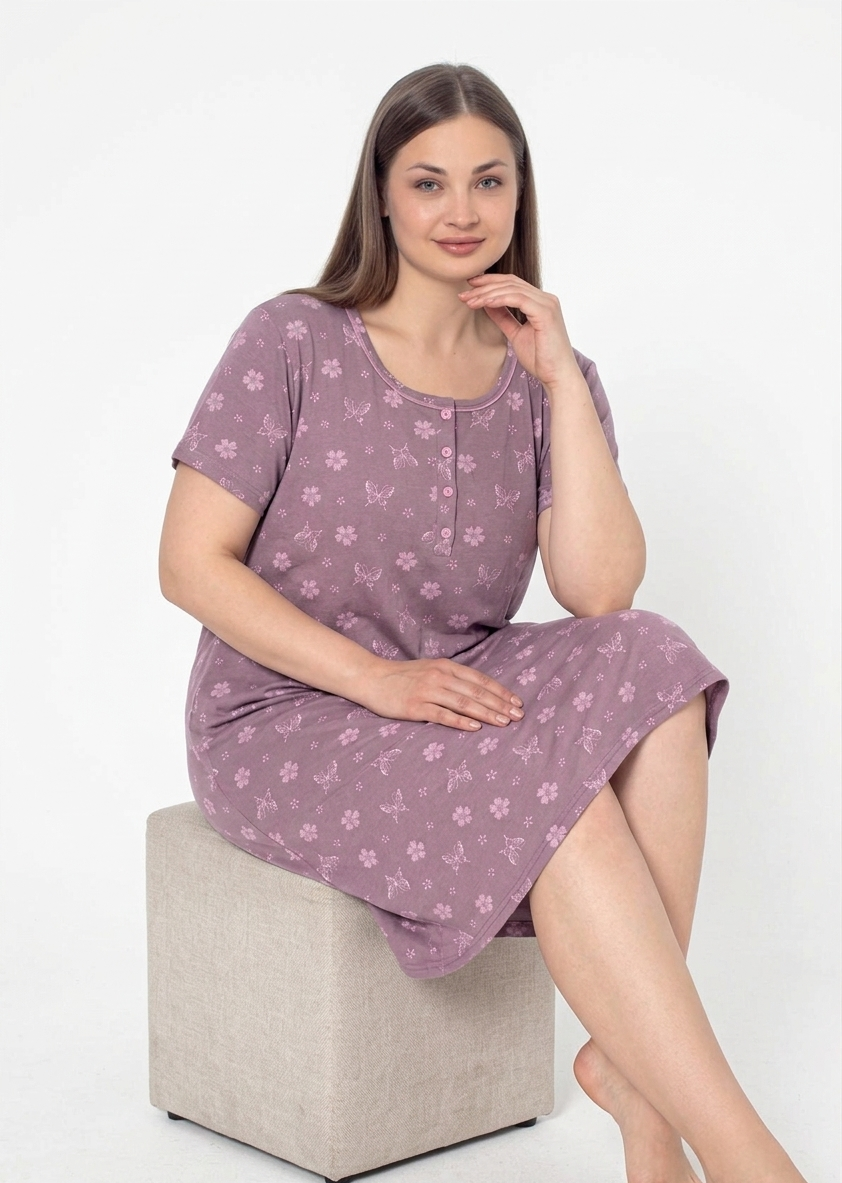 Nachthemd Plus-Size Lila aus Baumwolle