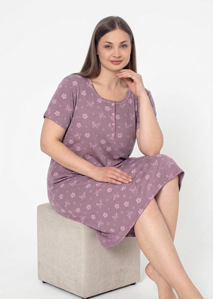 Nachthemd Plus-Size Lila aus Baumwolle