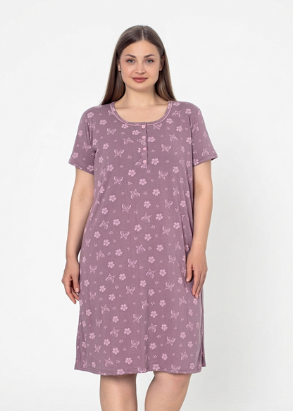 Nachthemd Plus-Size Lila aus Baumwolle