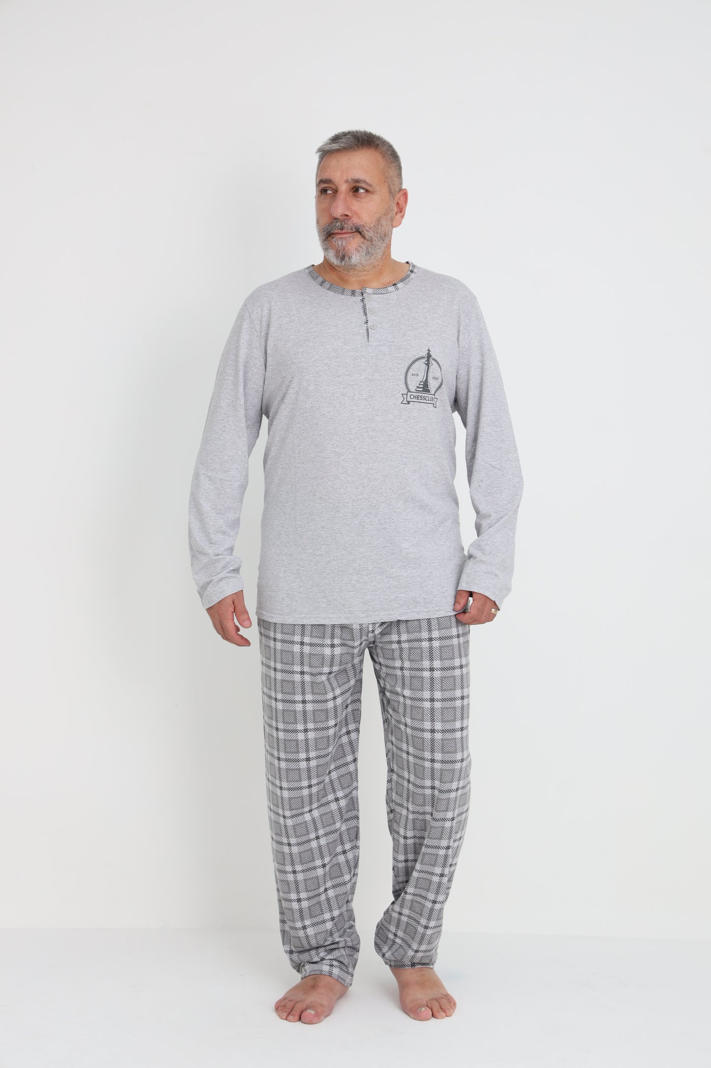 Pyjamaset Plus-Size Chess aus Baumwolle
