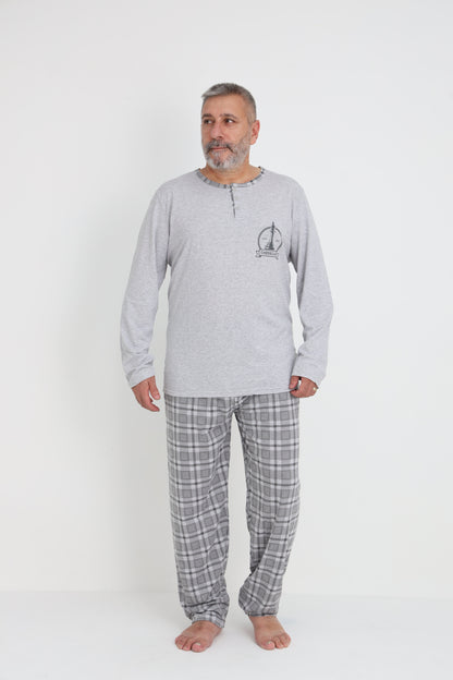 Pyjamaset Plus-Size Chess aus Baumwolle