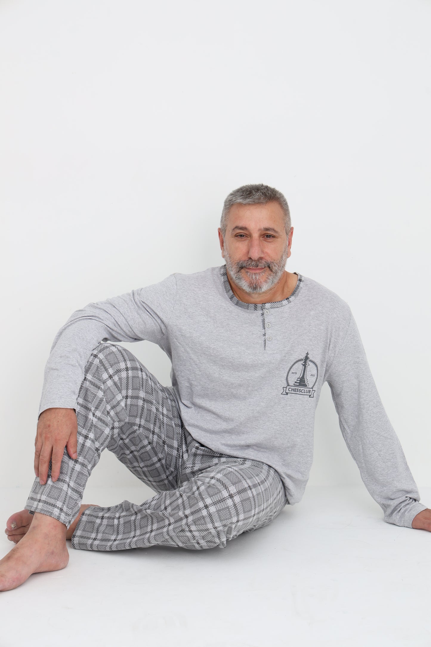 Pyjamaset Plus-Size Chess aus Baumwolle