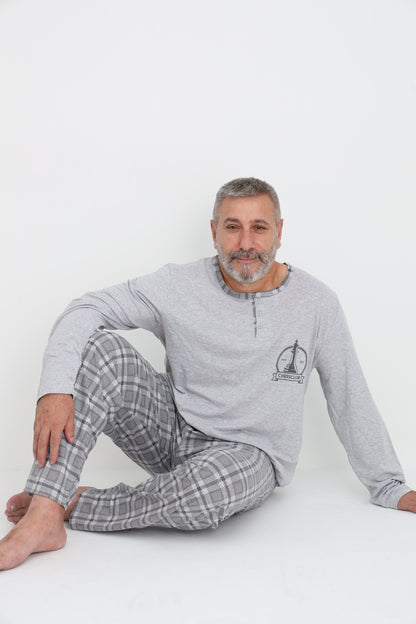 Pyjamaset Plus-Size Chess aus Baumwolle