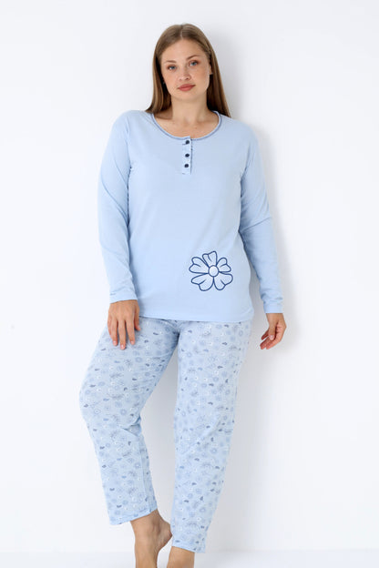 Pyjamaset Plus-Size Celeste aus Baumwolle
