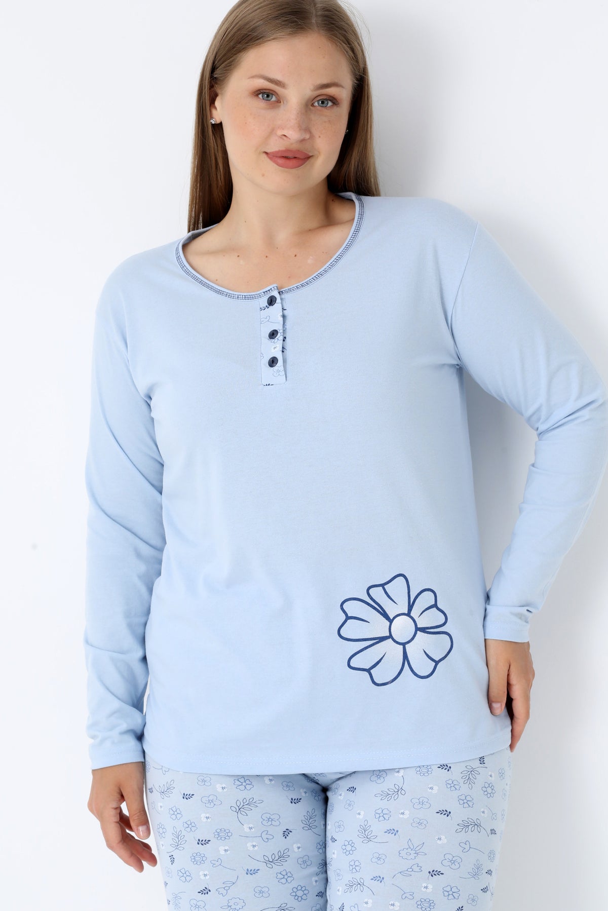 Pyjamaset Plus-Size Celeste aus Baumwolle