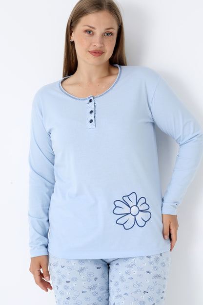 Pyjamaset Plus-Size Celeste aus Baumwolle