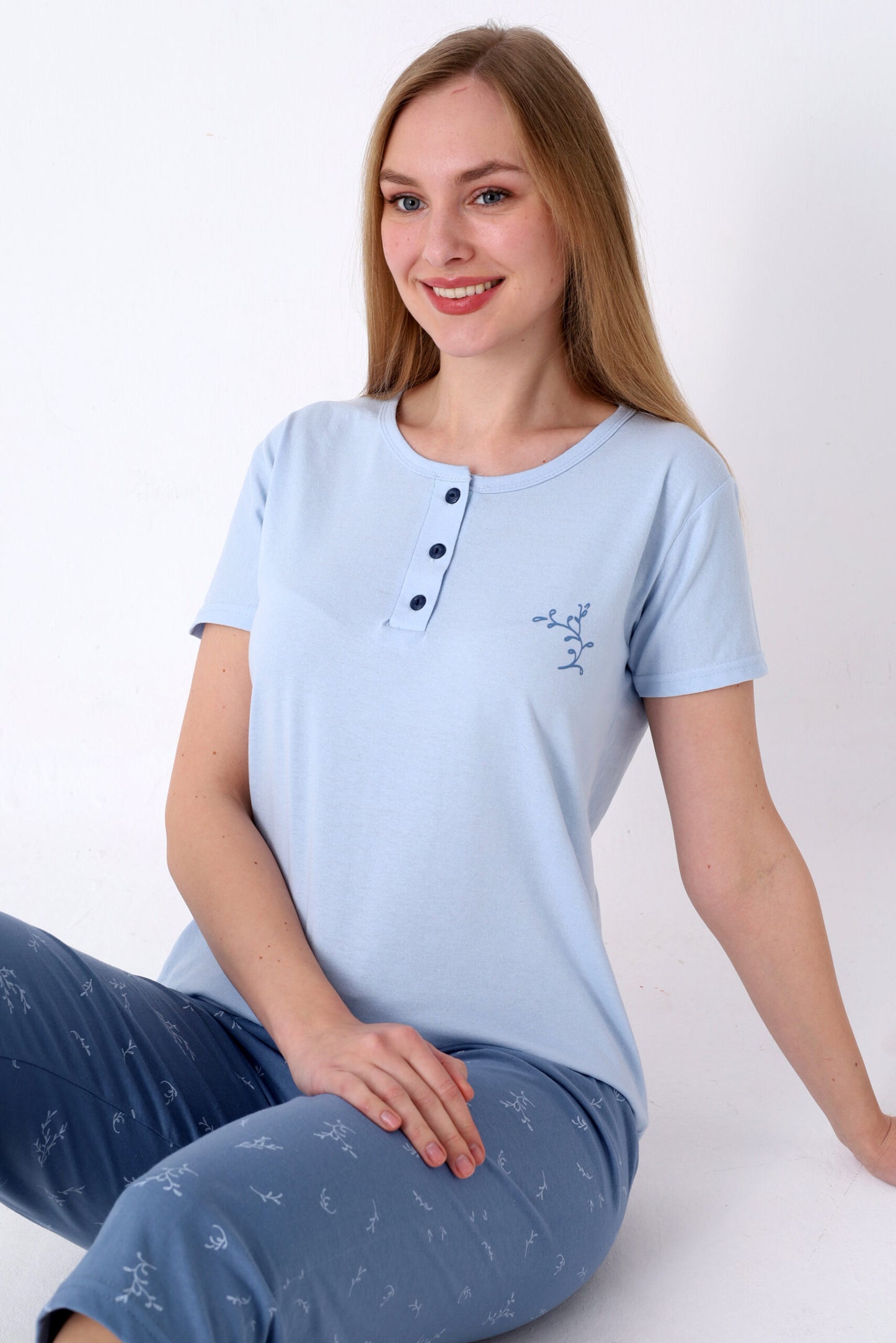 Pyjamaset Mavi aus Baumwolle