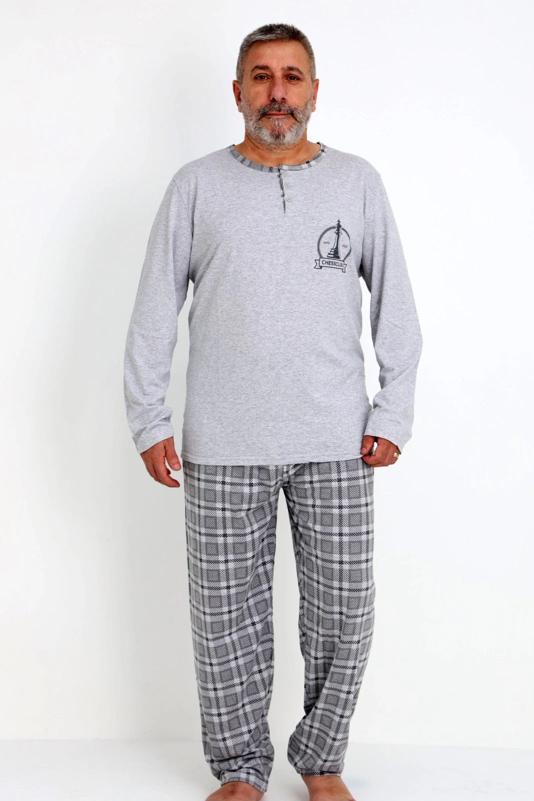 Pyjamaset Plus-Size Chess aus Baumwolle