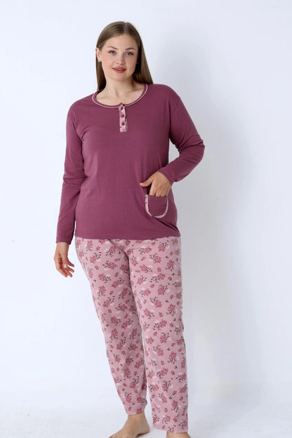 Pyjamaset Plus-Size Gerbera aus Baumwolle