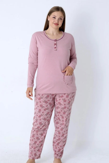 Pyjamaset Plus-Size Gerbera aus Baumwolle