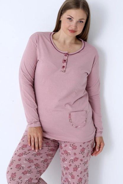 Pyjamaset Plus-Size Gerbera aus Baumwolle