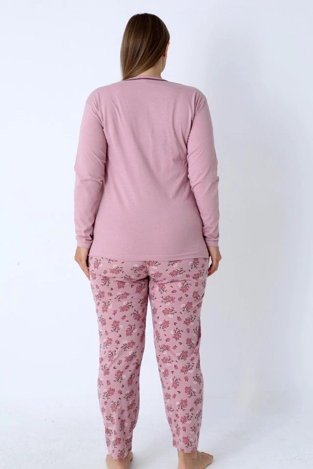 Pyjamaset Plus-Size Gerbera aus Baumwolle