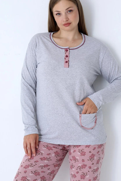Pyjamaset Plus-Size Gerbera aus Baumwolle