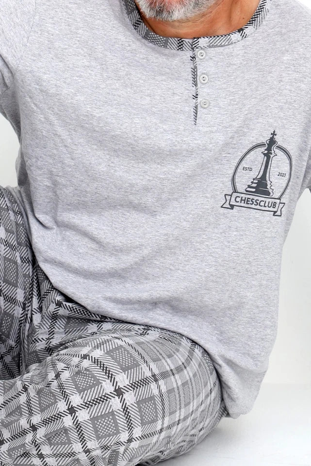 Pyjamaset Plus-Size Chess aus Baumwolle